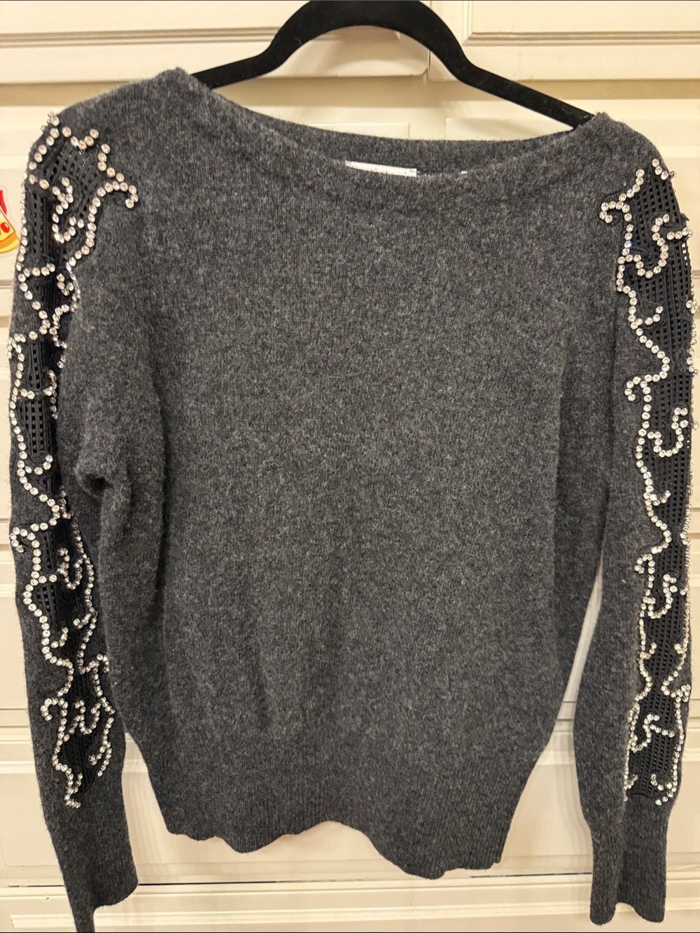Sandro Embellished Dark Gray Women's Sweater. Med